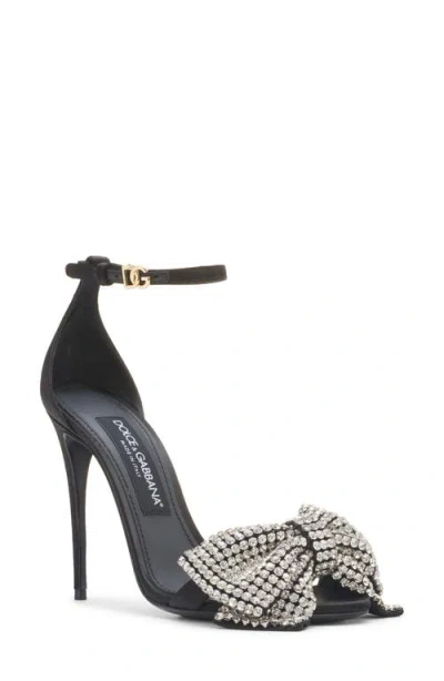 DOLCE & GABBANA DOLCE&GABBANA KEIRA CRYSTAL EMBELLISHED BOW ANKLE STRAP SANDAL
