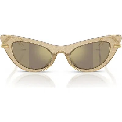 Dolce & Gabbana Dolce&gabbana Kids' 44mm Small Mirrored Cat Eye Sunglasses In Metallic