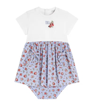 Dolce & Gabbana Dolce&gabbana Kids Cotton Check Floral Dress In Multi