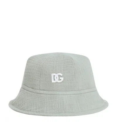 Dolce & Gabbana Dolce&gabbana Kids Cotton Dg Bucket Hat In Green