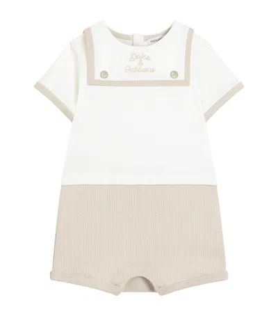 Dolce & Gabbana Dolce&gabbana Kids Cotton Logo Playsuit In Multi