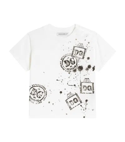 Dolce & Gabbana Dolce&gabbana Kids Cotton Logo Stamp T-shirt In White