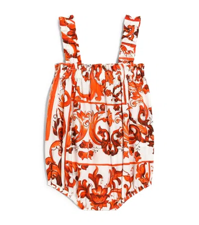 Dolce & Gabbana Dolce&gabbana Kids Cotton Majolica Print Bodysuit In Multi