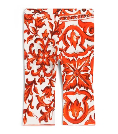 Dolce & Gabbana Dolce&gabbana Kids Cotton Majolica Print Trousers In Multi