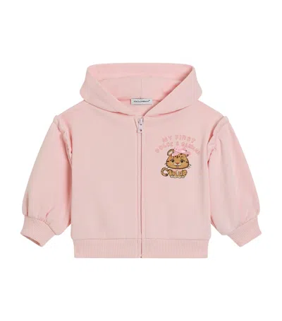 Dolce & Gabbana Dolce&gabbana Kids Cotton Zip-up Hoodie In Pink