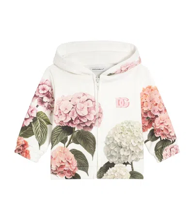 Dolce & Gabbana Dolce&gabbana Kids Floral Zip-up Hoodie In White
