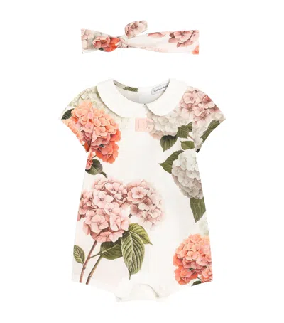 Dolce & Gabbana Dolce&gabbana Kids Hydrangea Playsuit And Headband Set In Multi