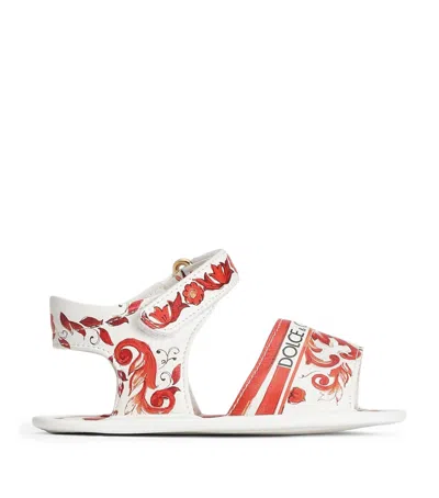 Dolce & Gabbana Dolce&gabbana Kids Lambskin Majolica Sandals In White
