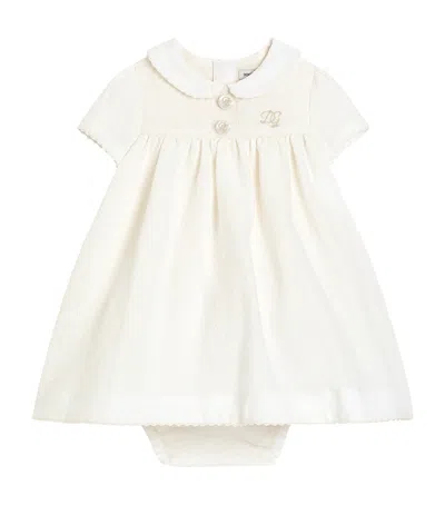 Dolce & Gabbana Dolce&gabbana Kids Linen Seersucker Dress In Neutral