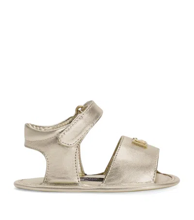 Dolce & Gabbana Dolce&gabbana Kids Metallic Leather Velcro Sandals In Multi