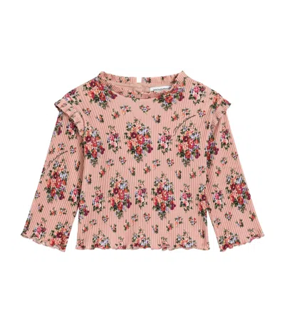 Dolce & Gabbana Dolce&gabbana Kids Ribbed Floral Print T-shirt In Pink