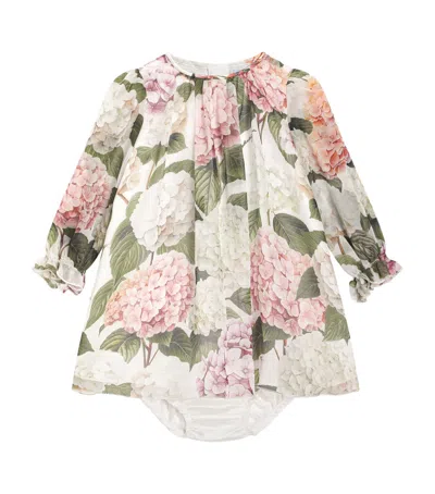 Dolce & Gabbana Kids' Hydrangea-print Chiffon Dress In White