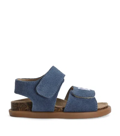Dolce & Gabbana Dolce&gabbana Kids Suede Logo Sandals In Blue