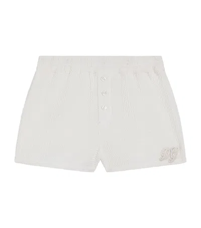 Dolce & Gabbana Dolce&gabbana Kids Waffle-knit Cotton Shorts In White