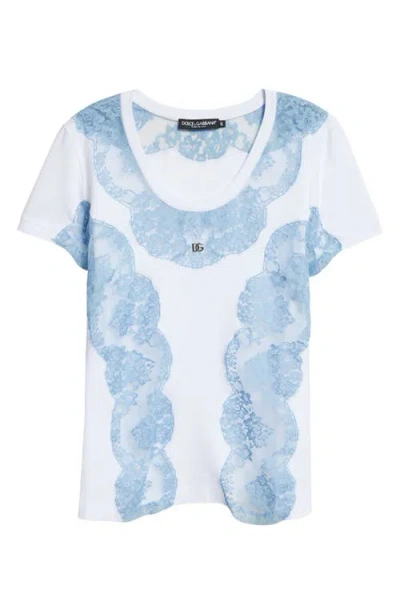 Dolce & Gabbana Dolce&gabbana Lace Inset Jersey T-shirt In Bianco Ottico