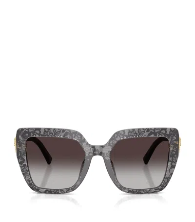 Dolce & Gabbana Dolce&gabbana Lace Print Square Sunglasses In Grey