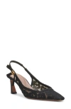 Dolce & Gabbana Leopard-design Lace Slingbacks With Fusible Rhinestones In Nero