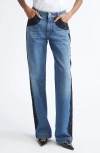 Dolce & Gabbana Dolce&gabbana Lace Trim Straight Leg Jeans In Blue