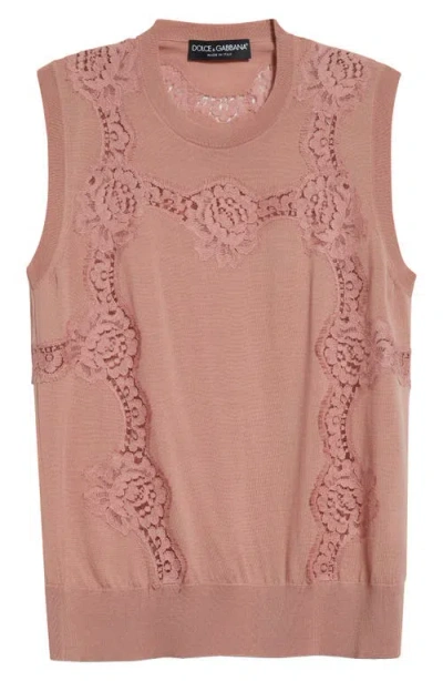 DOLCE & GABBANA DOLCE&GABBANA LACE TRIM SWEATER TANK