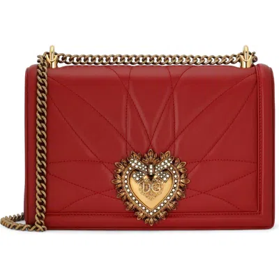 Dolce & Gabbana Dolce&gabbana Large Devotion Lambskin Leather Shoulder Bag In 87124 Red