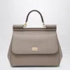 Dolce & Gabbana Large Sicily Leather Top Handle Bag In Gray