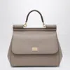 Dolce & Gabbana Grey Leather Sicily Big Top Handle Bag In Neutral