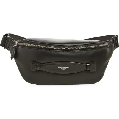 Dolce & Gabbana Dolce&gabbana Leather Belt Bag In 80999 Nero
