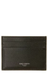 Dolce & Gabbana Black Textured Calf Leather Bi-fold Wallet In 80999 Nero