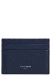 Dolce & Gabbana Logo Grained Leather Card Holder In Blue