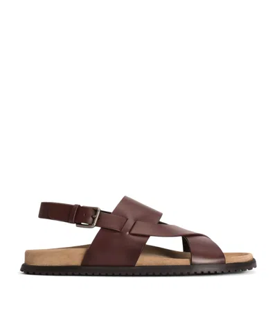 Dolce & Gabbana Dolce&gabbana Leather Cross-strap Sandals In Brown