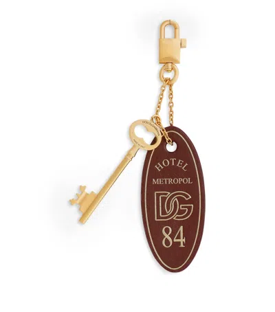 Dolce & Gabbana Keychain With Leather Tassel In Gold
