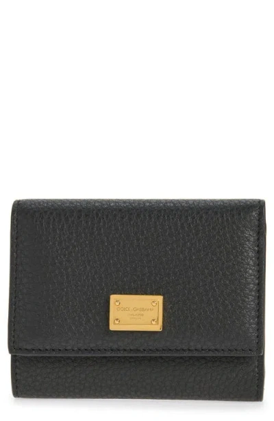 Dolce & Gabbana Textured Leather Zip Pocket Cardholder Wallet In Black