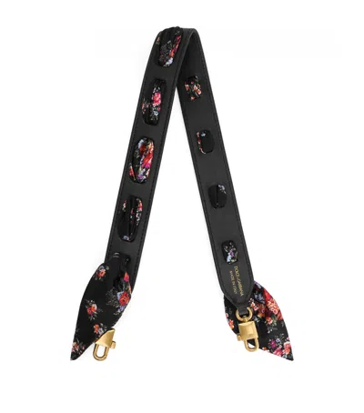Dolce & Gabbana Dolce&gabbana Leather-silk Floral-trim Bag Strap