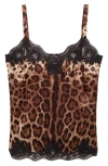 Dolce & Gabbana Dolce&gabbana Leopard Print Satin & Lace Camisole In Animal Print