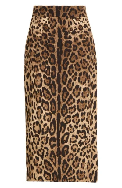 Dolce & Gabbana Dolce&gabbana Leopard Print Stretch Cady Pencil Skirt In Neutral
