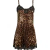 Dolce & Gabbana Dolce&gabbana Leopard Print Stretch Satin & Lace Slipdress In Animal Print
