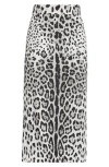 Dolce & Gabbana Leopard Print Charmeuse Longuette Skirt In Hi13n Leo Nero Fdo Grigio