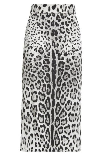 DOLCE & GABBANA DOLCE&GABBANA LEOPARD PRINT STRETCH SILK MIDI SKIRT