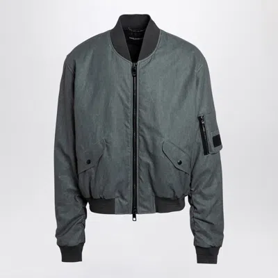 Dolce & Gabbana Dolce&gabbana Light Grey Linen Bomber Jacket In Gray
