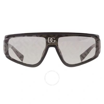 Dolce & Gabbana Dolce And Gabbana Light Grey Logo Mirrored Shield Men's Sunglasses Dg6177 501/al 46 In Black / Grey