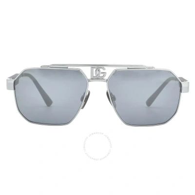 Dolce & Gabbana Dolce And Gabbana Light Grey Mirrored Black Navigator Men's Sunglasses Dg2294 04/6g 59 In Black / Grey / Gun Metal / Gunmetal