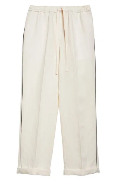 Dolce & Gabbana Dolce&gabbana Linen & Silk Pajama Pants In W0001 Natural White