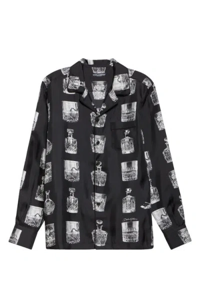 DOLCE & GABBANA DOLCE&GABBANA LIQUOR PRINT SILK TWILL CAMP SHIRT