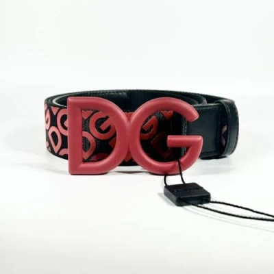 Pre-owned Dolce & Gabbana Dolce&gabbana Logo Buckle Belt Size 105cm/42in Black/red