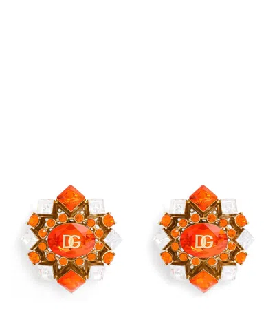 Dolce & Gabbana Dolce&gabbana Logo Clip-on Earrings In Orange