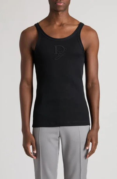 Dolce & Gabbana Dolce&gabbana Logo Cotton Rib Tank Top In Black