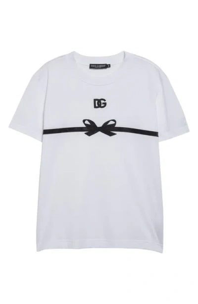 Dolce & Gabbana Dolce&gabbana Logo Embroidered Bow Appliqué T-shirt In White