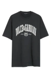 Dolce & Gabbana Men Dark Grey Crewneck T-shirt With Logo Lettering Print On The Front In Cotton Man In Gray