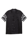 Dolce & Gabbana Black Shirt With Logo Print On The Sleeves In Silk Man In Nero