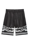 Dolce & Gabbana Dolce&gabbana Logo Jacquard Bandana Print Silk Shorts In N0000 Nero